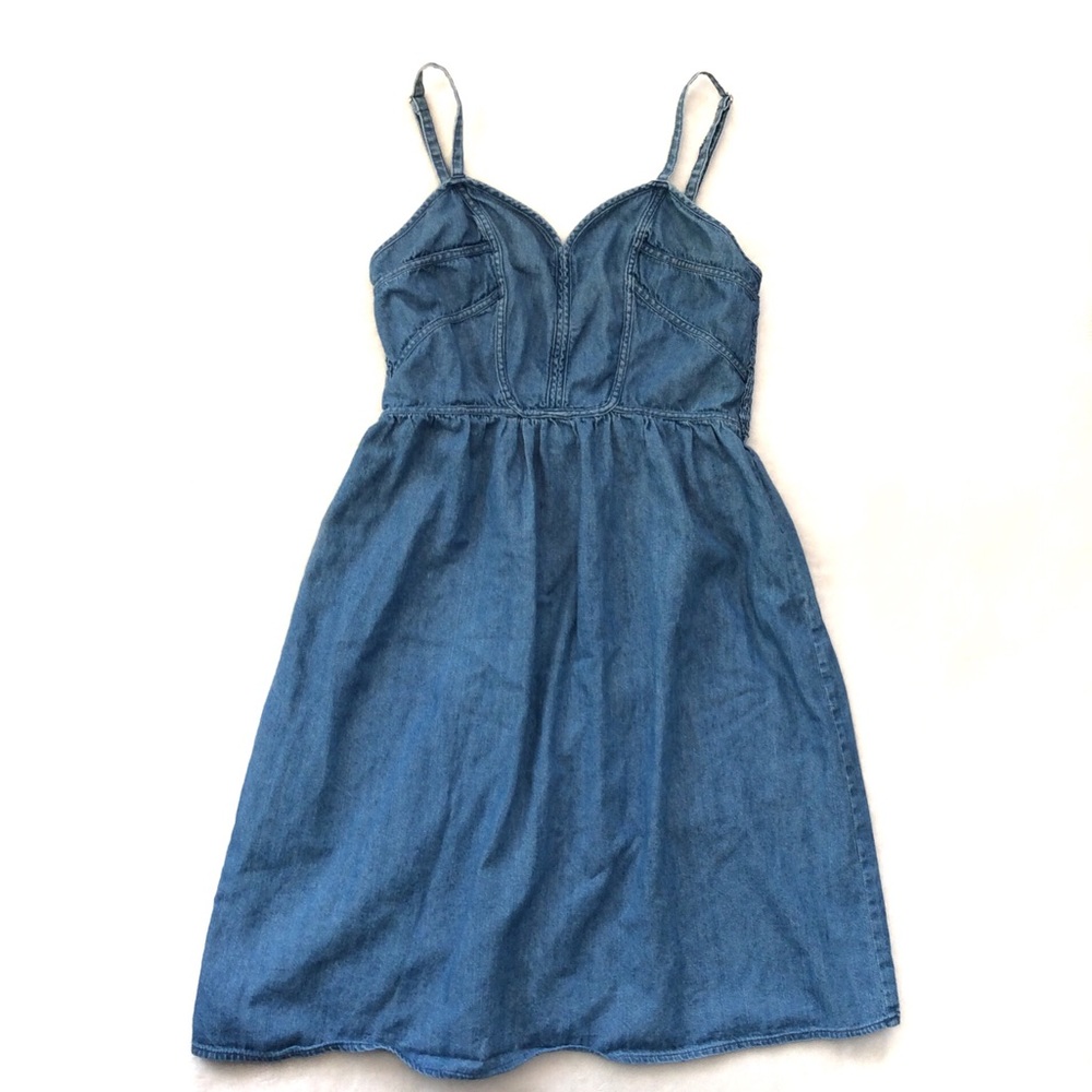 Denim Dress With Zipper Back